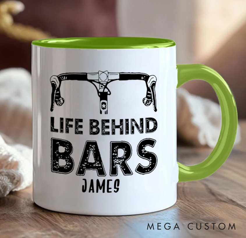 Personalized Life Behind Bars Mug Funny Biker Mugs Biker Gifts Cyclist Mug Women Cyclist Joke Bike Gift For Cyclistsfor Biker Cycling Riding Lovers