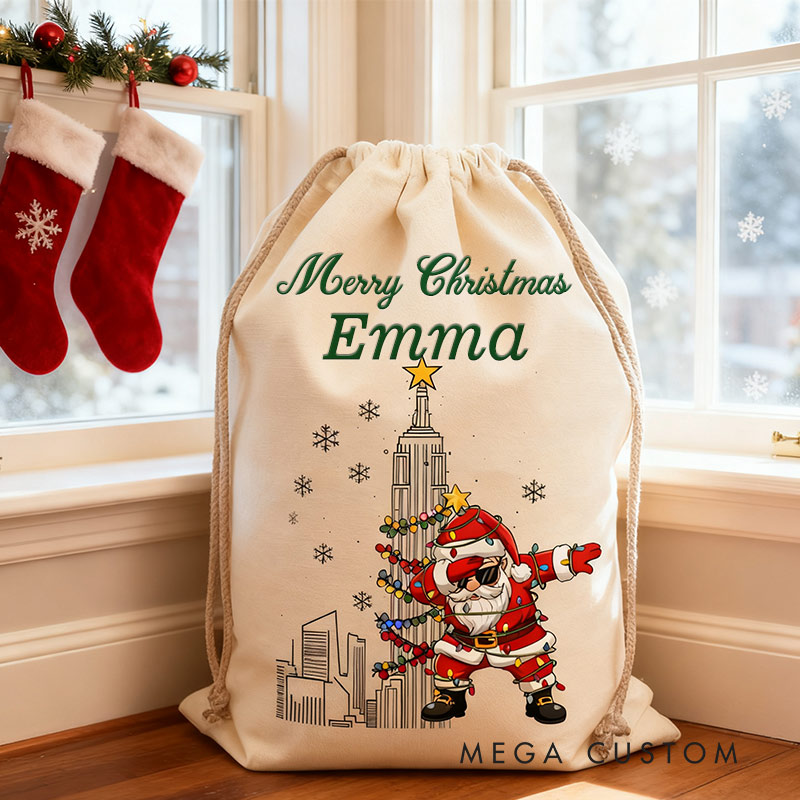 Personalized Empire State Santa Sack Christmas Sack for Travel Lovers