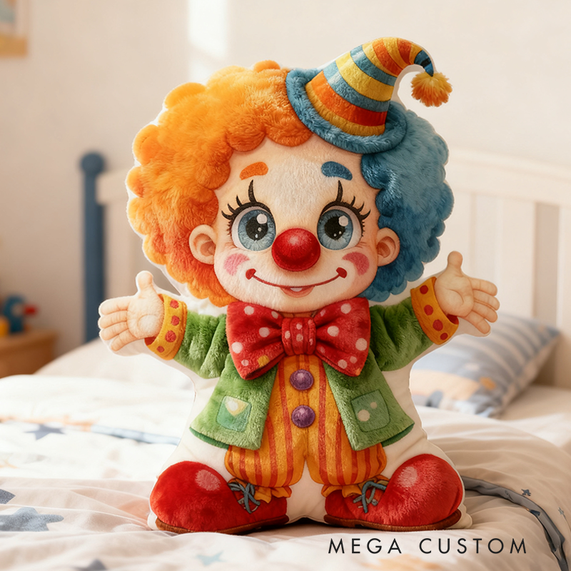 Personalized Colorful Cartoon Clown Christmas Gift Pillow Fun Circus Style with Vibrant Balloons Perfect for Kids' Room Decor