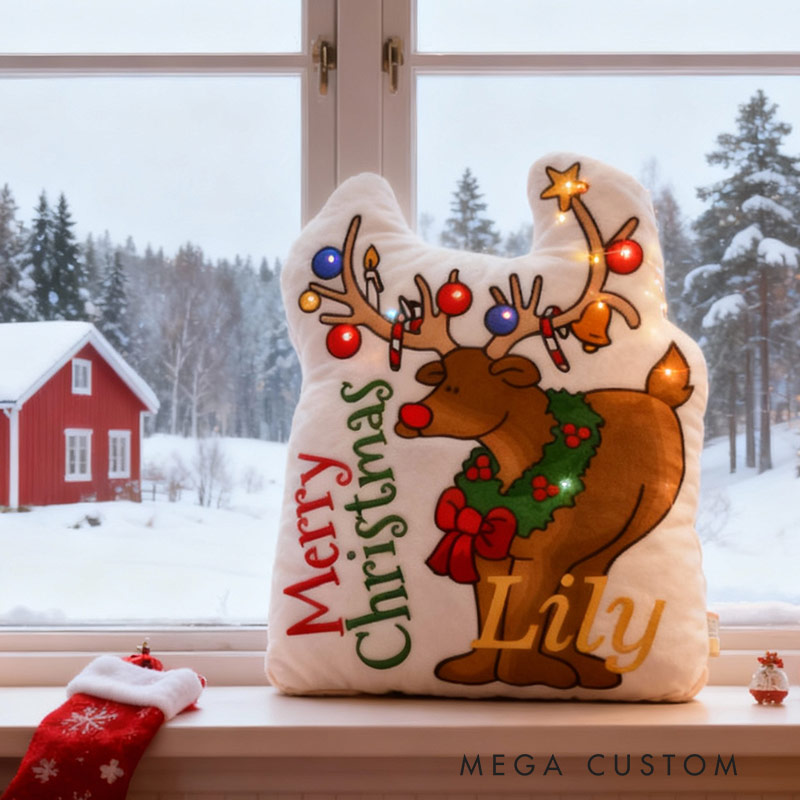 Personalized Reindeer Cheer Christmas Pillow Graphic 3D Print Pillow for Travel Lovers