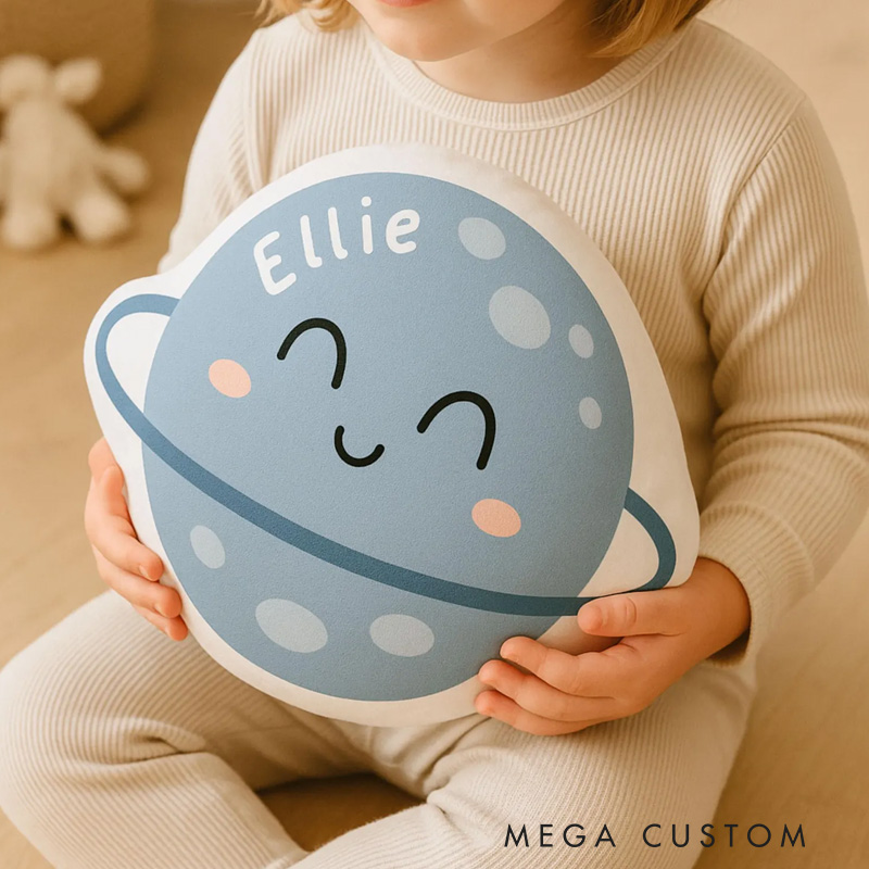 Personalized Saturn Pillow Custom Name Planet Cushion for Kids Room Decor Gifts for Astronomy Enthusiasts