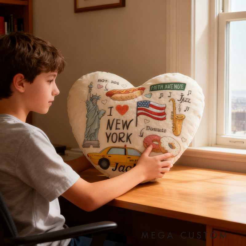 Personalized New York Heartbeat Pillow Graphic 3D Print Pillow for Travel Lovers