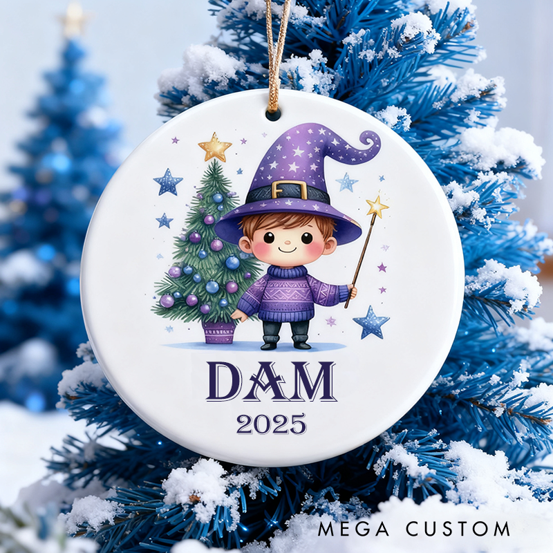 Personalized Wizard Christmas Ornament 2025 Magical Holiday Keepsake Girls and Boys Name Ornament