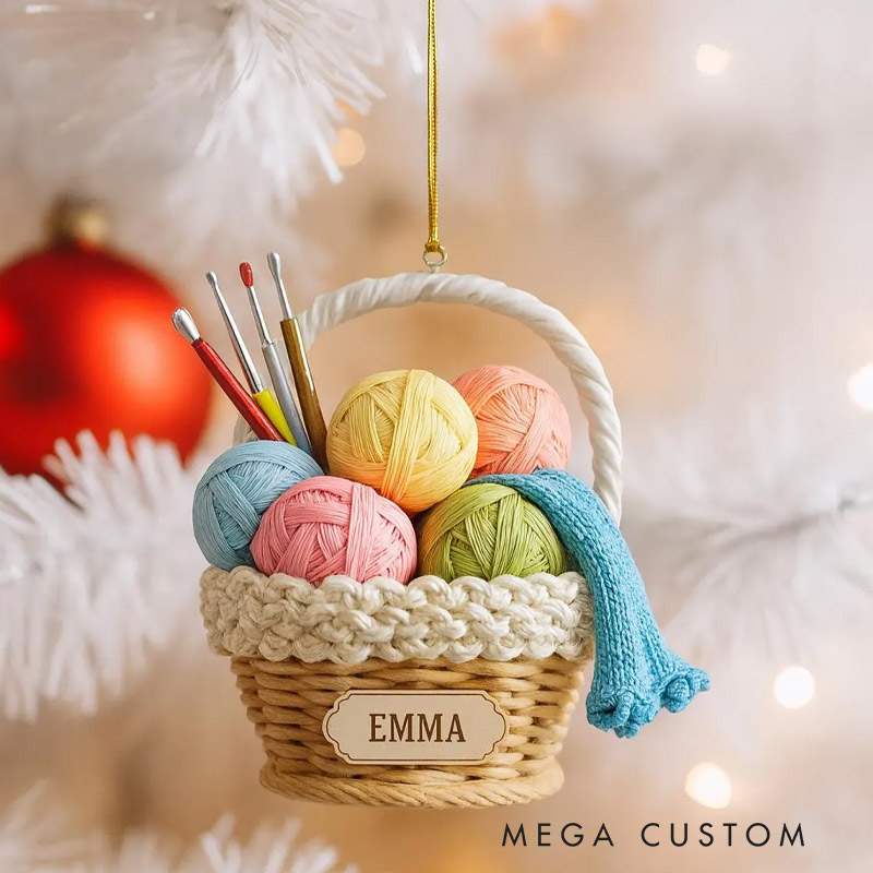 Personalized Knitting and Crochet Ornament Custom Name Crocheter Acrylic Ornament 2025 Christmas Tree Ornament for Crochet Lover