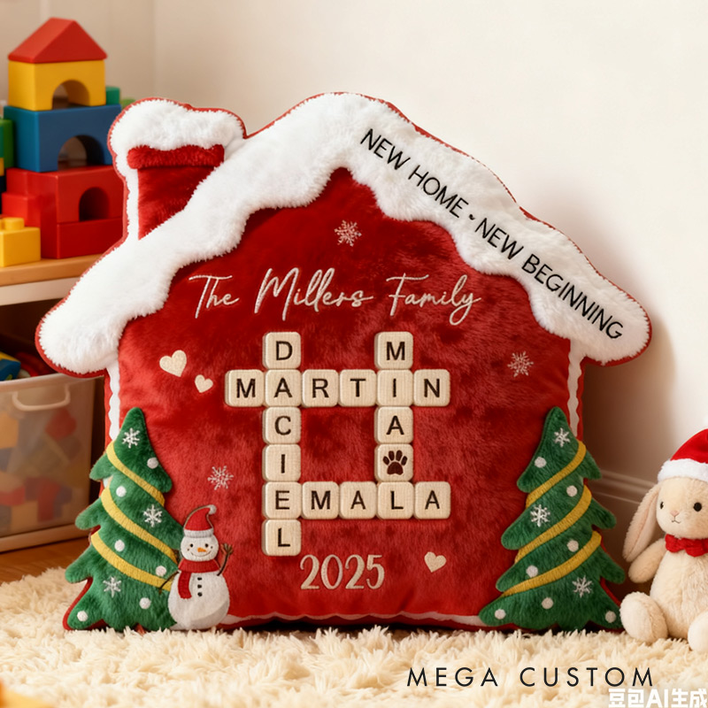 Personalized Family Crossword Puzzle Pillow Custom Family Christmas Pillow Family with Pet Pillow Christmas Gifts for Family Housewarming