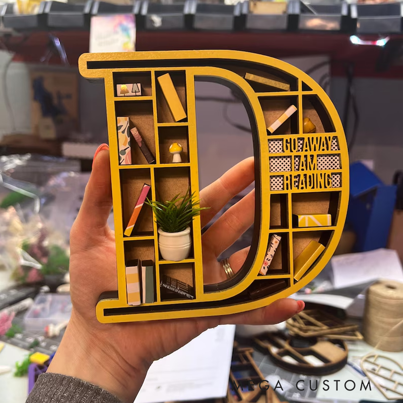 Personalized Alphabet Initial Book Lover Miniature Bookshelf Great Gift for Book Lover Author Teenager or Decor for Book Nook Librarian Gifts