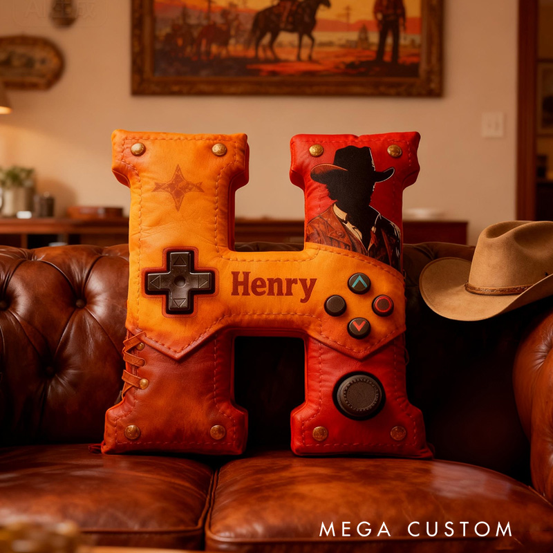 Personalized Graphic 3D Print Western Controller Alphabet Shaped Pillow for Game Lovers Initial Pillow Christmas Gift for Kids