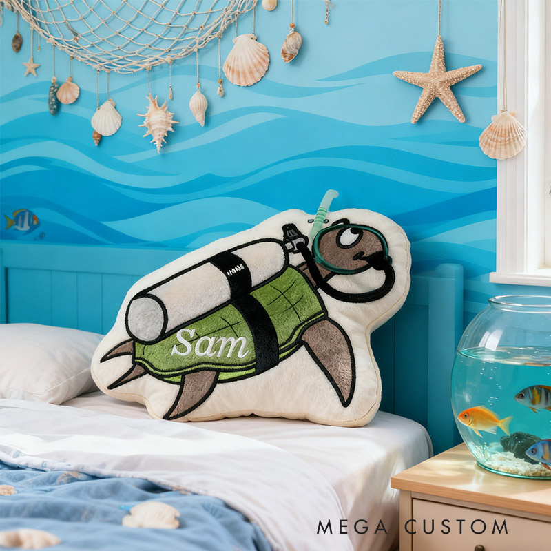Personalized Diving Turtle Pillow Graphic 3D Print Pillow for Travel Lovers