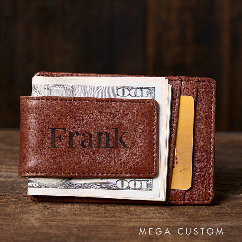 Personalized Leather Money Clip Wallet Custom Money Clip with Name Engraved Money Clip for Men Groomsmen Money Clip Wedding Gift