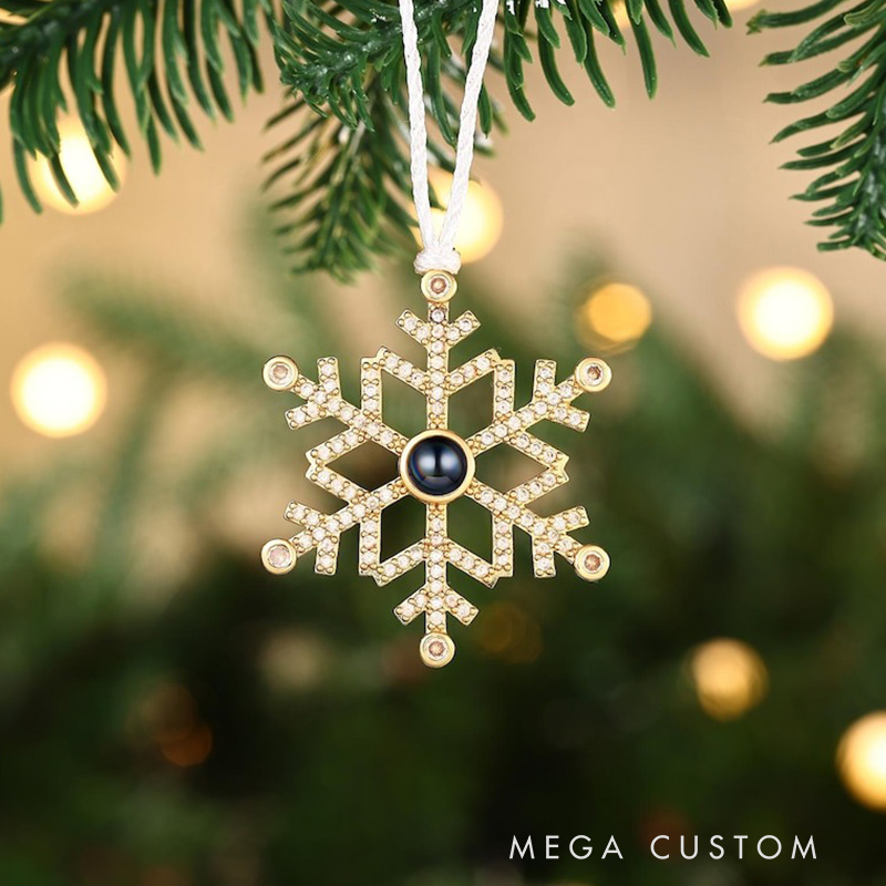 Personalized Family Projection Ornament Christmas Photo Projection Ornament Snowflake Ornament Hanging Tree Decor Memorial Christmas Gift