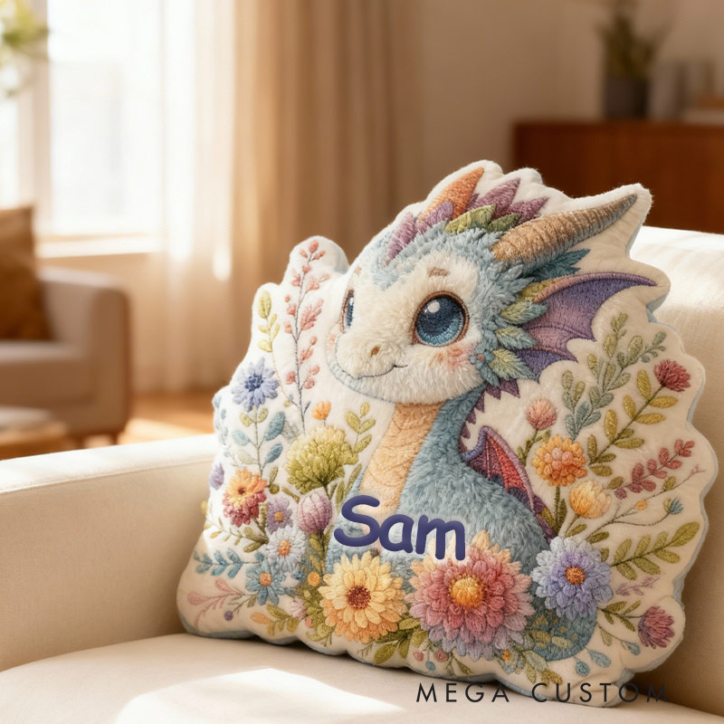 Personalized Floral Dragon Garden Pillow with Custom Name Graphic 3D Print Pillow for Gardening Lovers
