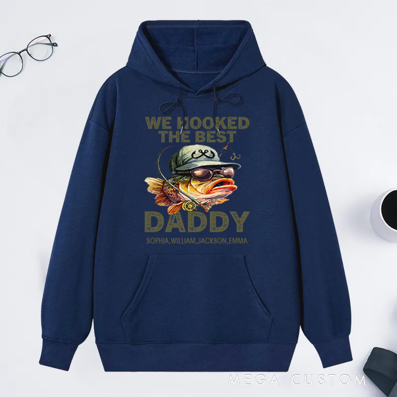 Personalized Fishing Hoodie Funny Fishing Sweatshirt Custom Names Perfect Gift for Fishing Enthusiast Dads Grandpas