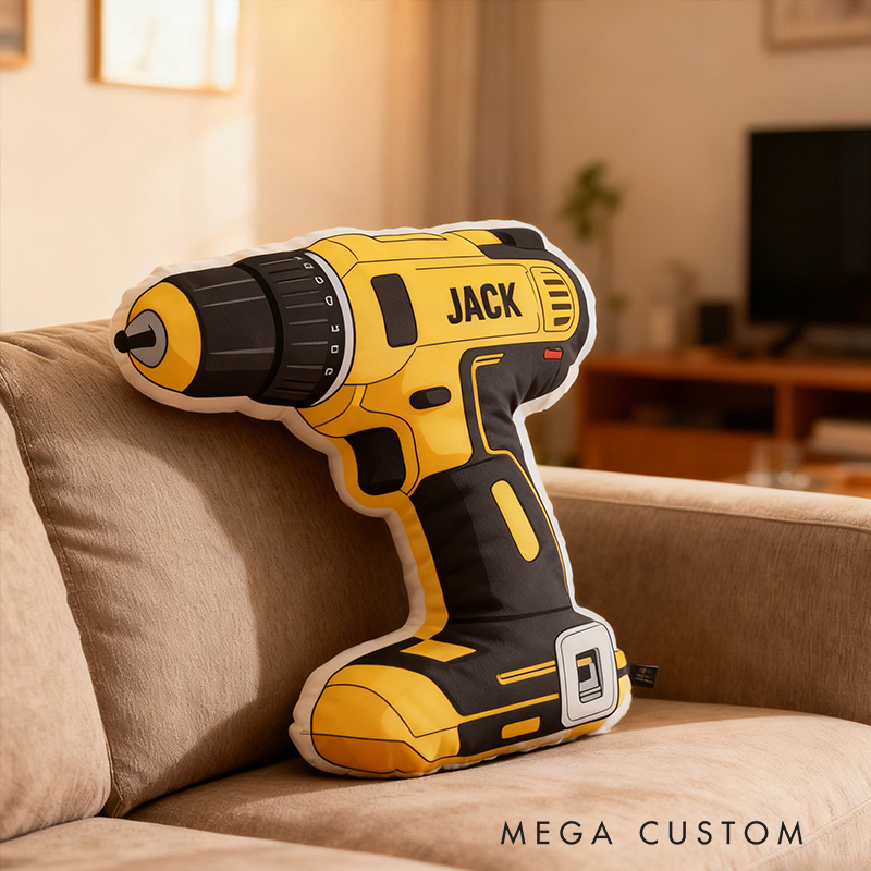 Personalized Power Drill Plush Pillow Custom Name Tool Shaped Appreciation Gifts