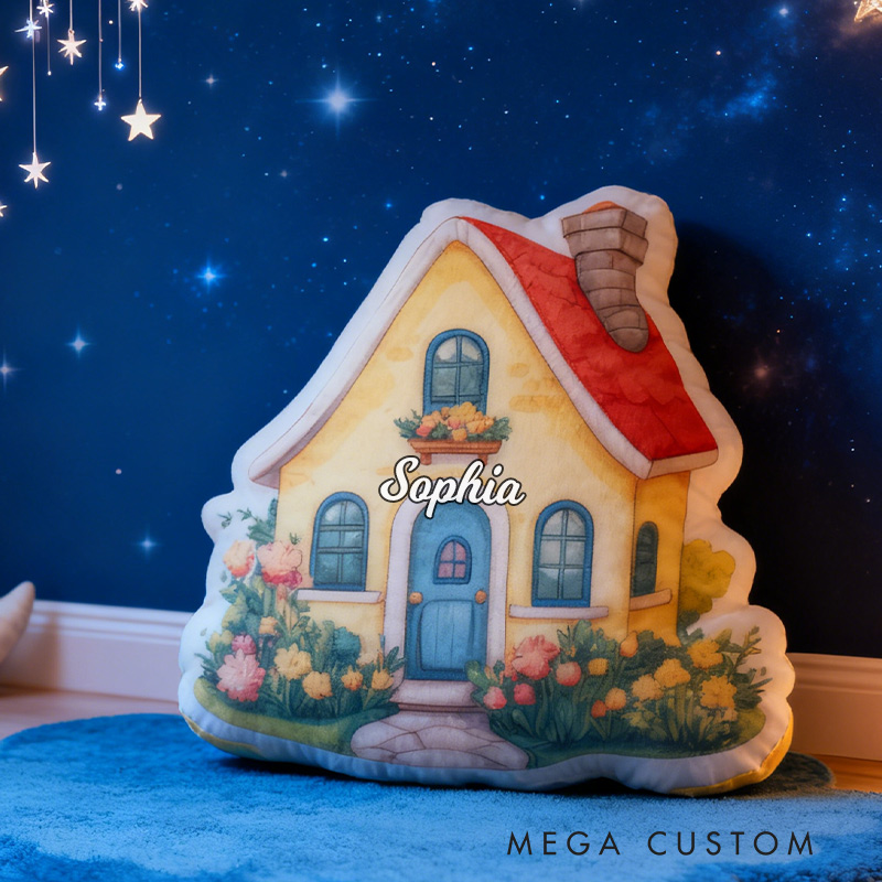 Personalized Cute Cottage House Pillow Graphic 3D Print Custom Name Pillow Gift for Girls Famlily Housewarming Gift Cozy Home Decor
