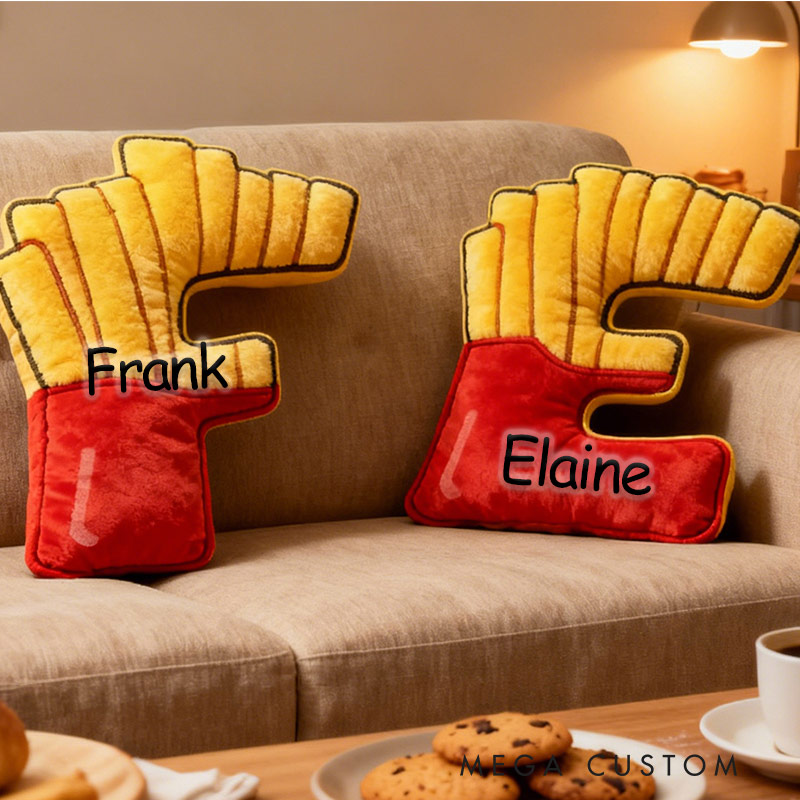 Personalized Crispy Letter Fry Initial Pillow Graphic 3D Print Pillow with Name for Baker Loving Room Decor