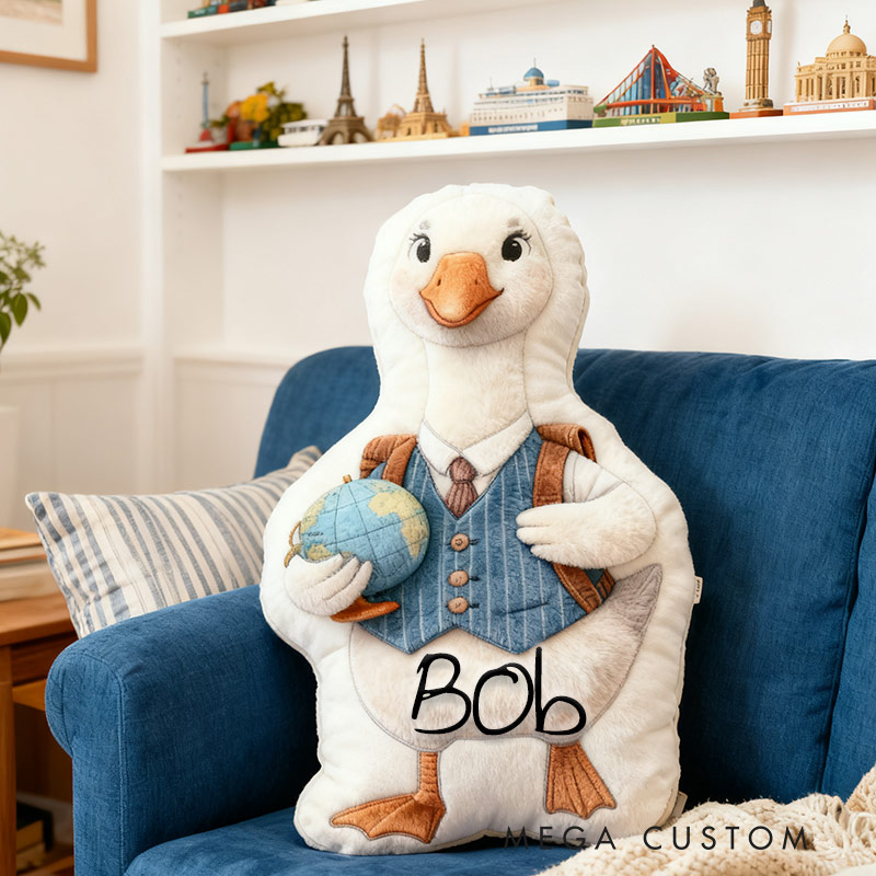 Personalized Globetrotter Goose Travel Pillow Graphic 3D Print Pillow for Travel Lovers