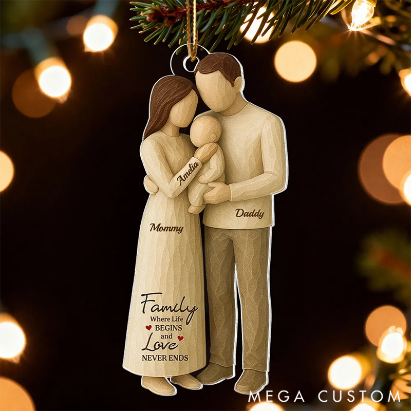 Personalized Family Love With Baby Ornaments Heartwarming Christmas Gift For Baby, For Couple, For Family