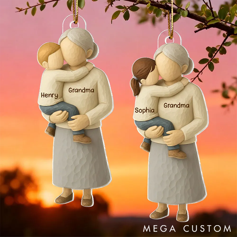 Personalized Grandpa Hugging Grandkid Ornaments Heartwarming Christmas Gift for Grandma
