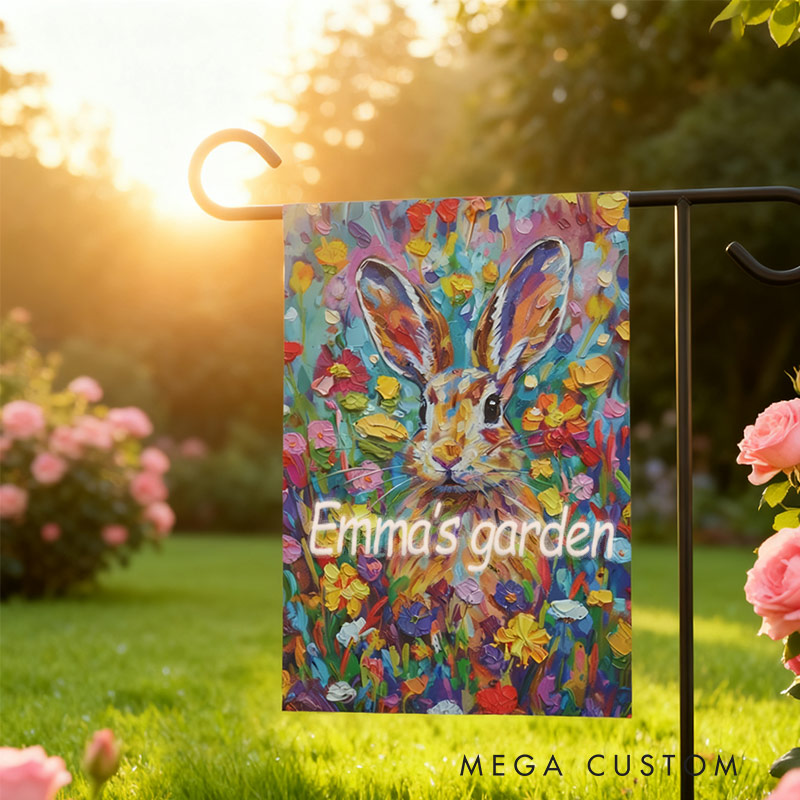Personalized Spring Bunny Garden Flag Bunny Rabbit Decorations Yard and House Flag Double Sided for Garden Lovers
