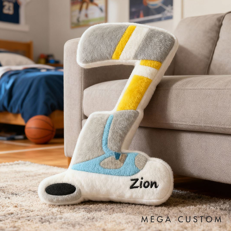 Personalized Sports Themed Letter Pillow with Custom Name and Hoop Design for Kids