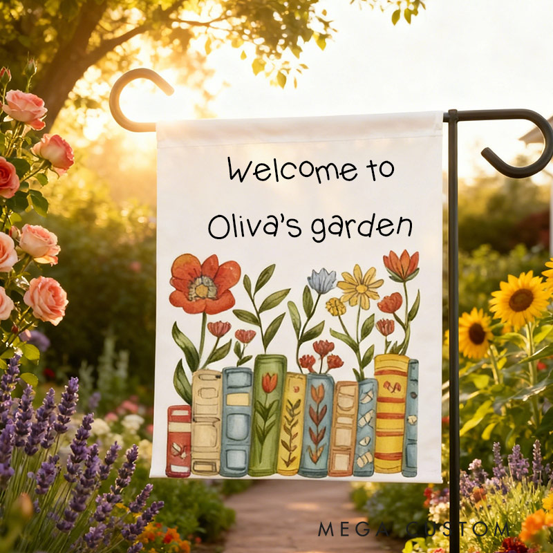 Personalized Literary Blooms Garden Flag Yard Flag Spring Garden Flag Summer Decor Double Sided for Garden Lovers