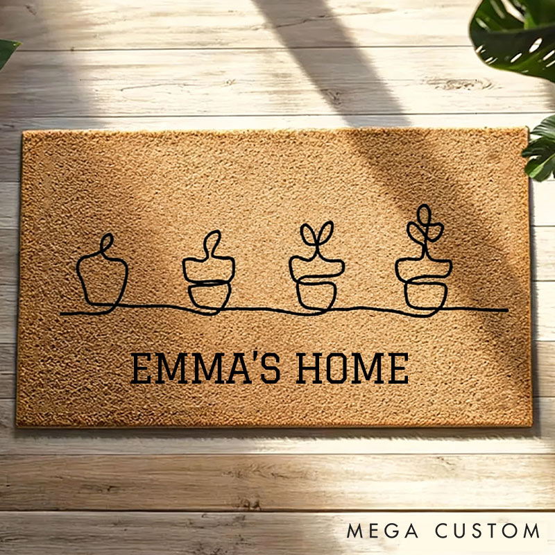 Personalized One line growing plant Doormat for Garden Lovers