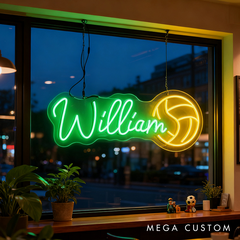 Personalized Volleyball Neon Sign with Custom Name for Volleyball Enthusiasts and Game Rooms