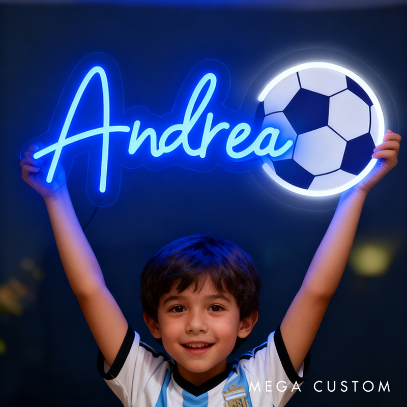 Personalized Football and Baseball Neon Sign with Custom Name for Sports Fans 