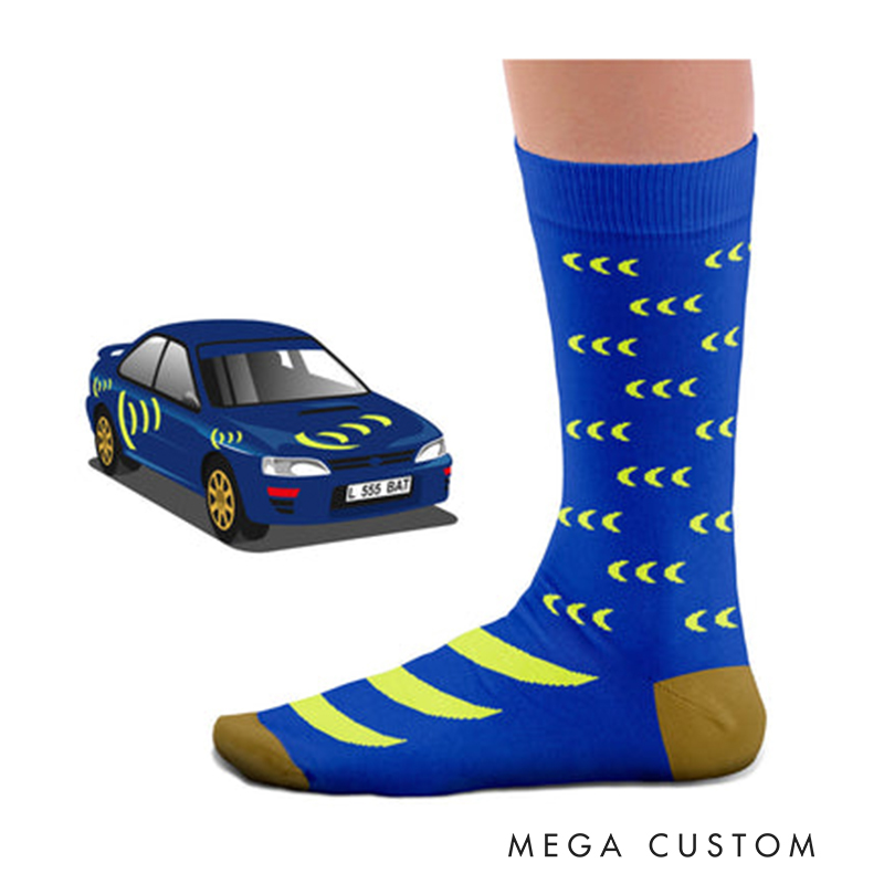 Personalized Racing Car Socks Custom Text  Design Gift for Race Drivers and Car Lovers 