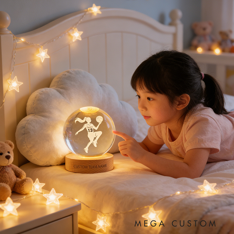 Personalized LED Basketball Crystal Ball Custom Text for Female Athletes