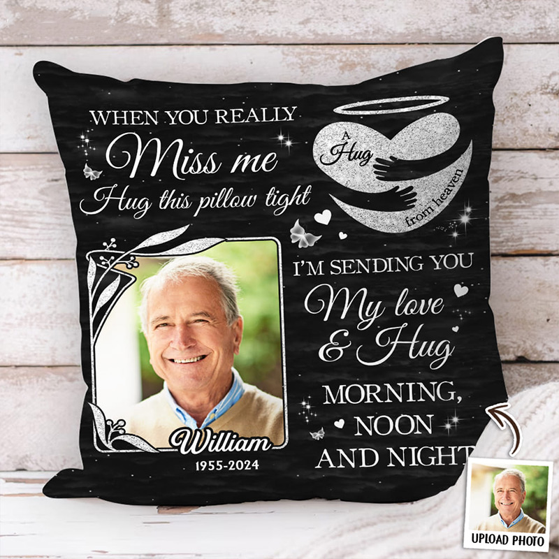 Personalized Memorial Photo Pillow I'm Sending You My Love and Hug Custom Double Sided Pillow Memory Pillow Sympathy Gift