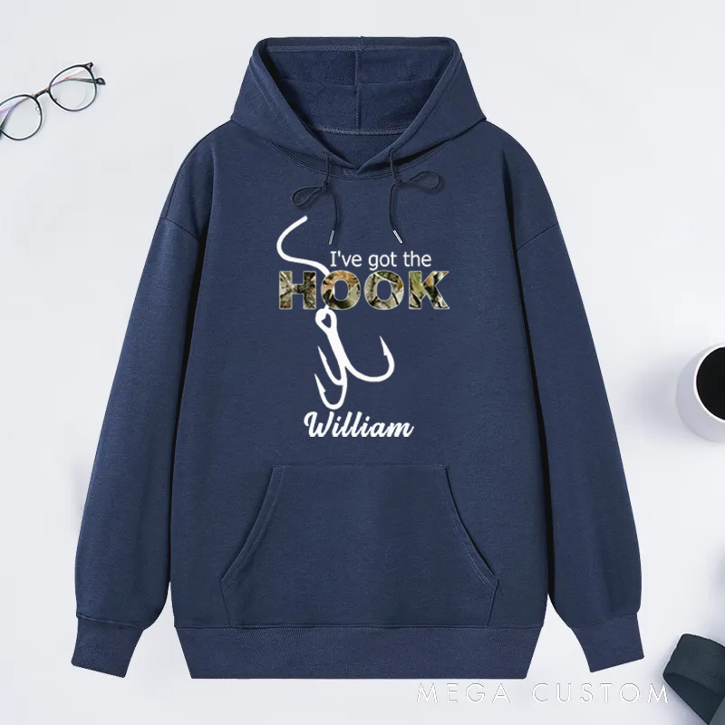 Personalized Fishing Couple Hoodies I’ve Got the Bait or HookDesign Custom Name Romantic Gift for Fishing Lovers Husband Wife Couples