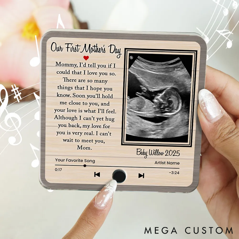 Personalized Perfect Gift For Pregnant Wife Music Fridge Magnet Melody for Mom and Baby Ultrasound Baby Image