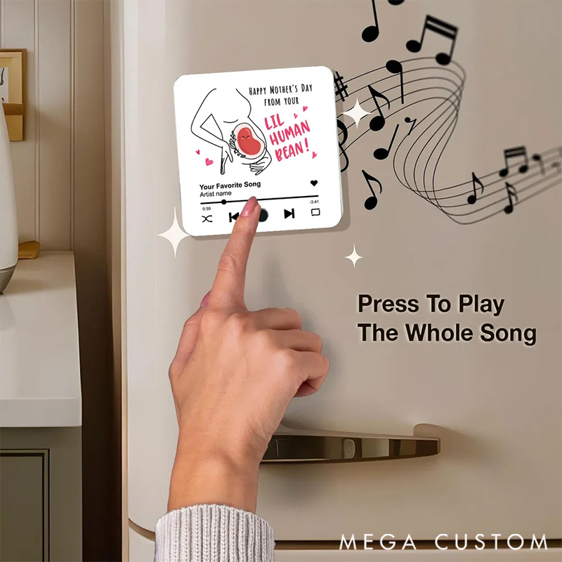Lil Human Bean Personalized Music Fridge Magnet for Mom and Baby