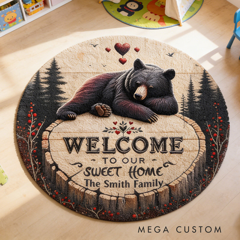Personalized Welcome To Our Sweet Home Rug Custom Hunting Round Rug with for Family New Home Gifts Housewarming Day Gift