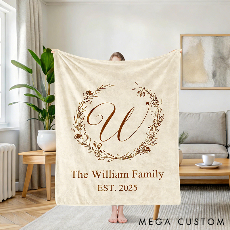 Personalized Family Name Blanket with Name and Date For Family