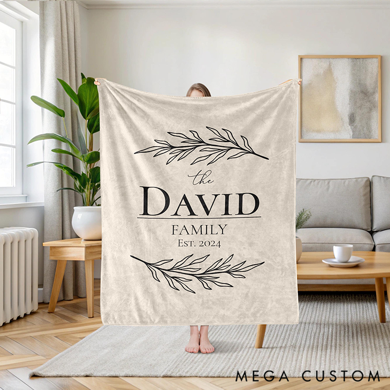 Personalized Family Name Blanket with Name and Date For Family Member
