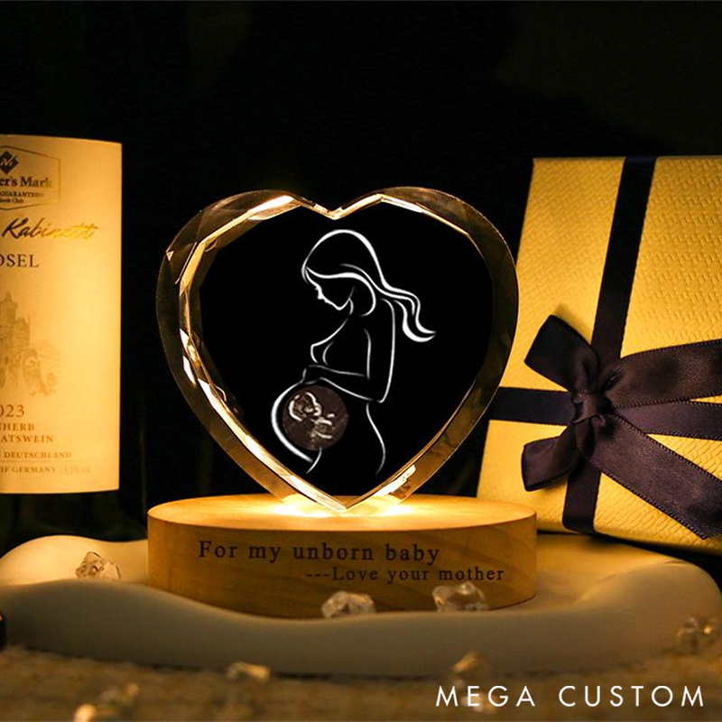 Personalized 3D Crystal Baby Metal Ultrasound Photo Custom Crystal Photo Gift Engraved Baby Photo Crystal Night Light