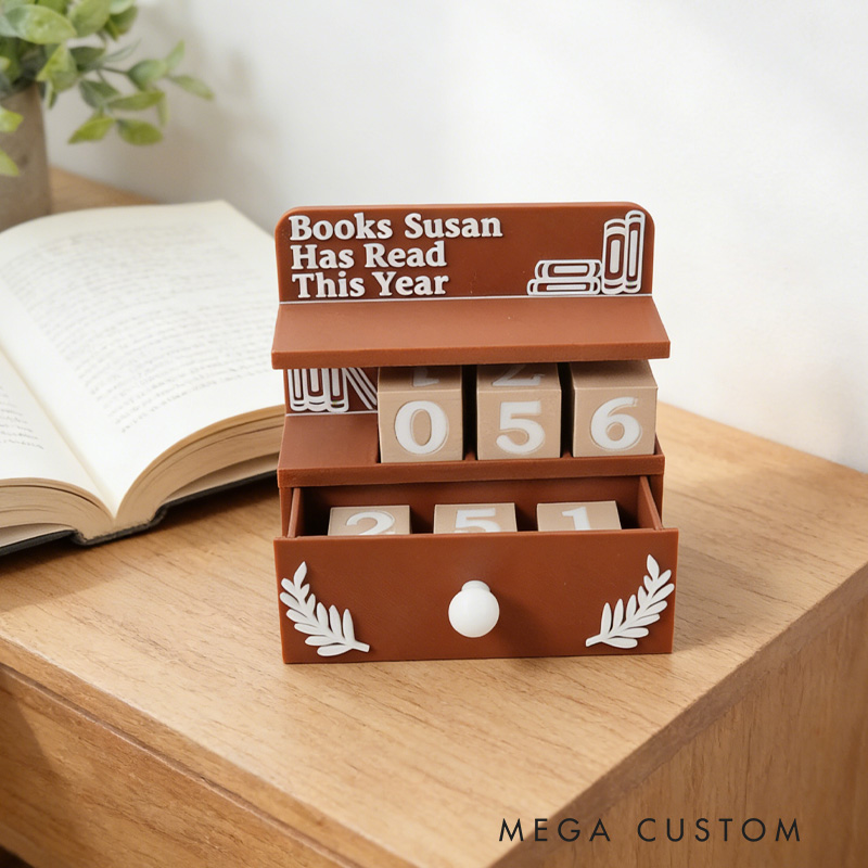 Personalized Miniature Drawer Bookcase Reading Tracking Decoration with Name Bookshelf Decor Birthday Reading Gift for Book Lover Bookworms