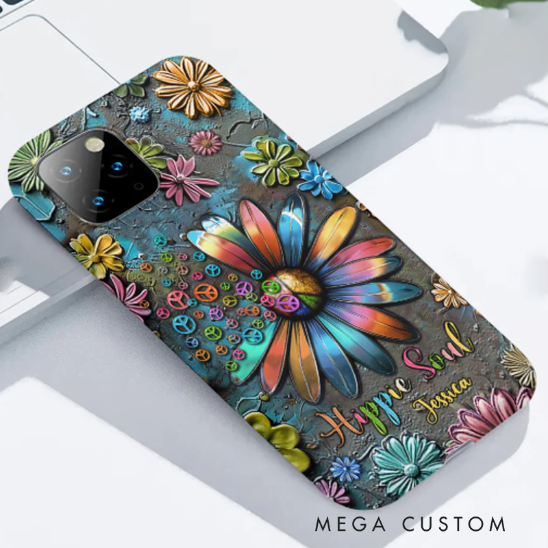 Personalized Hippie Full Print Phone Case Hippie Gifts Colorful Hippie Phone Case Bohemian Phone Case