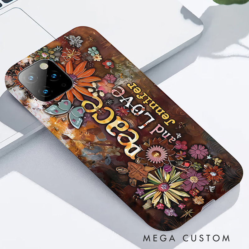 Personalized Name Hippie Accent Phone Case Custom Name Hippie Love and Pesce Theme Case