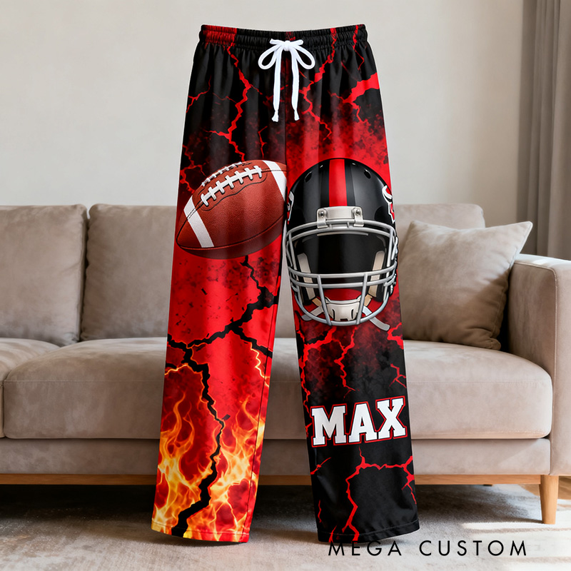 Personalized American Football Lounge Pants with Custom Name Design