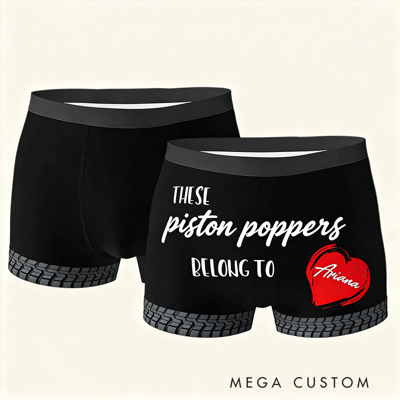 Personalized These Piston Poppers Belong To [Name] Boxer Briefs Custom Valentines Gift for Husband or Boyfriend Race Car Lovers