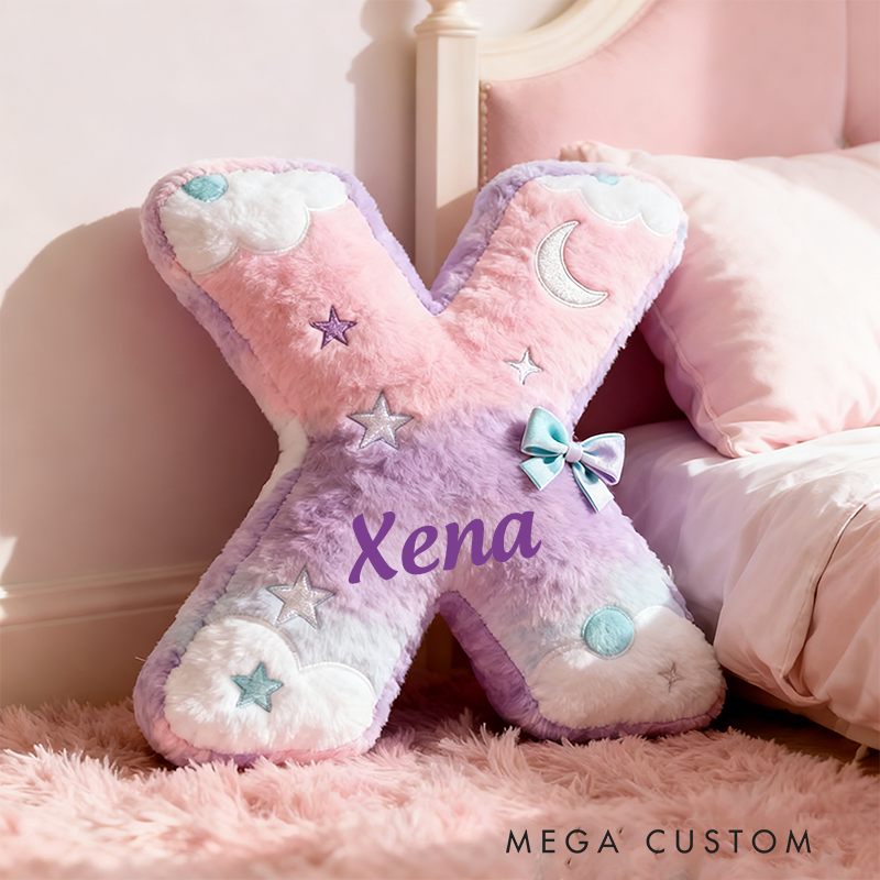 Personalized Colorful 26 Letters Cute Graphic 3D Print Christmas Gift Pillow Cute Magic Beautiful Letter Custom Pillow Gift for Kids