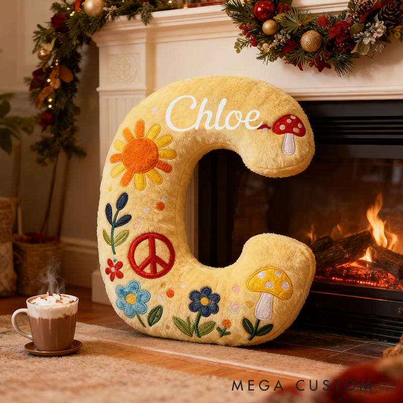 Personalized Colorful 26 Letters Cute Graphic 3D Print Pillow Beautiful Hippie Letter Custom Hippie Pillow for Kids