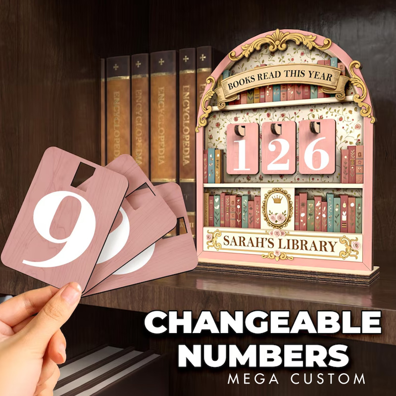 Personalized Books Read This Year Counter Vintage Book Read Tracker with Name Library Sign for Book Lover Bookish Librarian Reader Christmas Gift