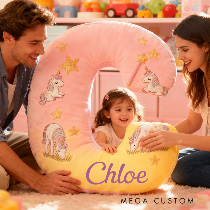 Personalized Colorful 26 Letters Starry Dream Cute Graphic 3D Print Pillow Cute Magic Beautiful Letter Custom Pillow Gift for Kids