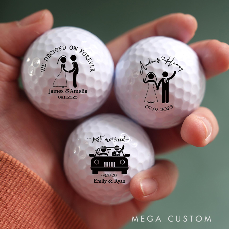 Personalized Wedding Golf Ball with "Forever" Design and Custom Details for Newlyweds Weddings Gifts