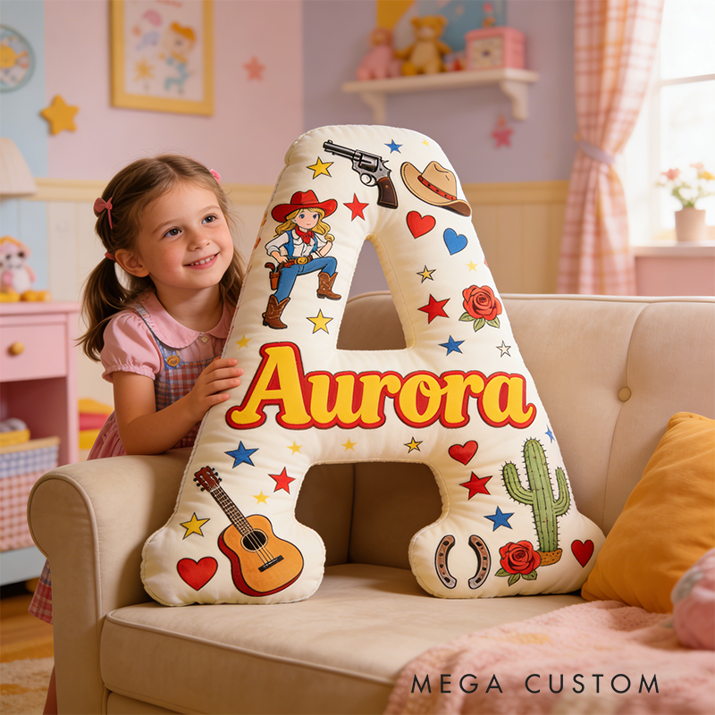 Personalized Floral Cowgirl Boots Western Pillow with Name Western Nursery Birthday Gift for Cowgirls Friends