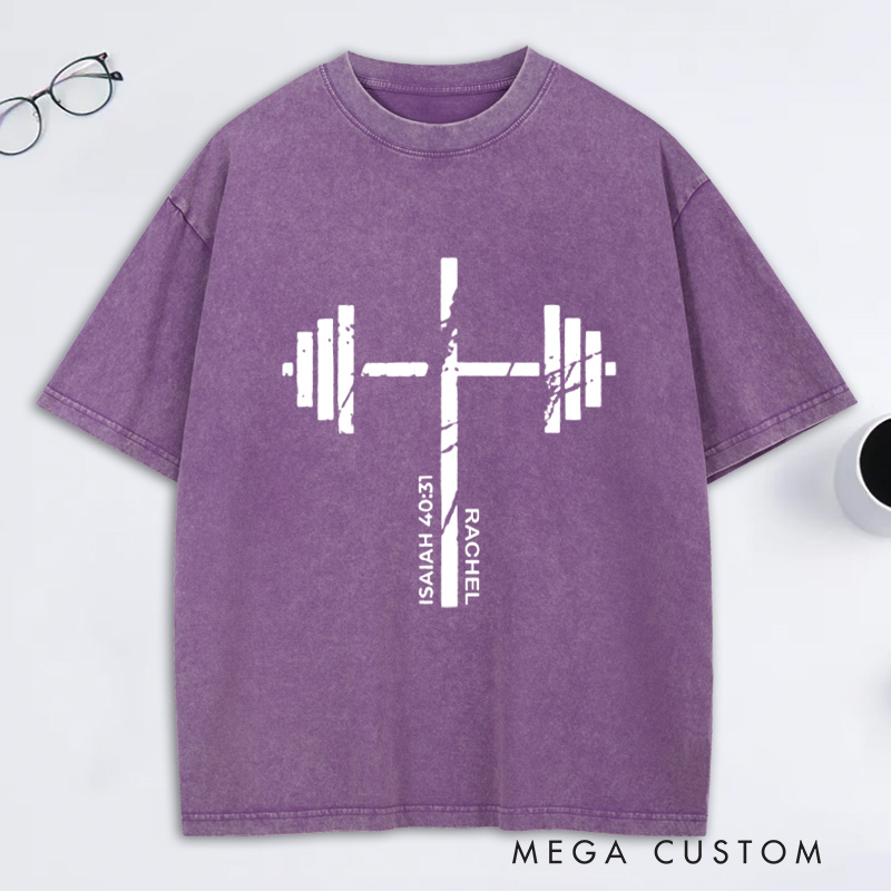 Personalized Christian Gym Cross Washed T-Shirt with Name Lift Heavy Pray Hard Shirt Faith Workout Top Jesus Fitness Apparel Religious Gift for MenT-Shirt with Custom Name Coquette Christian Tee Religious Mom Shirt Religious Christian Gift for Women